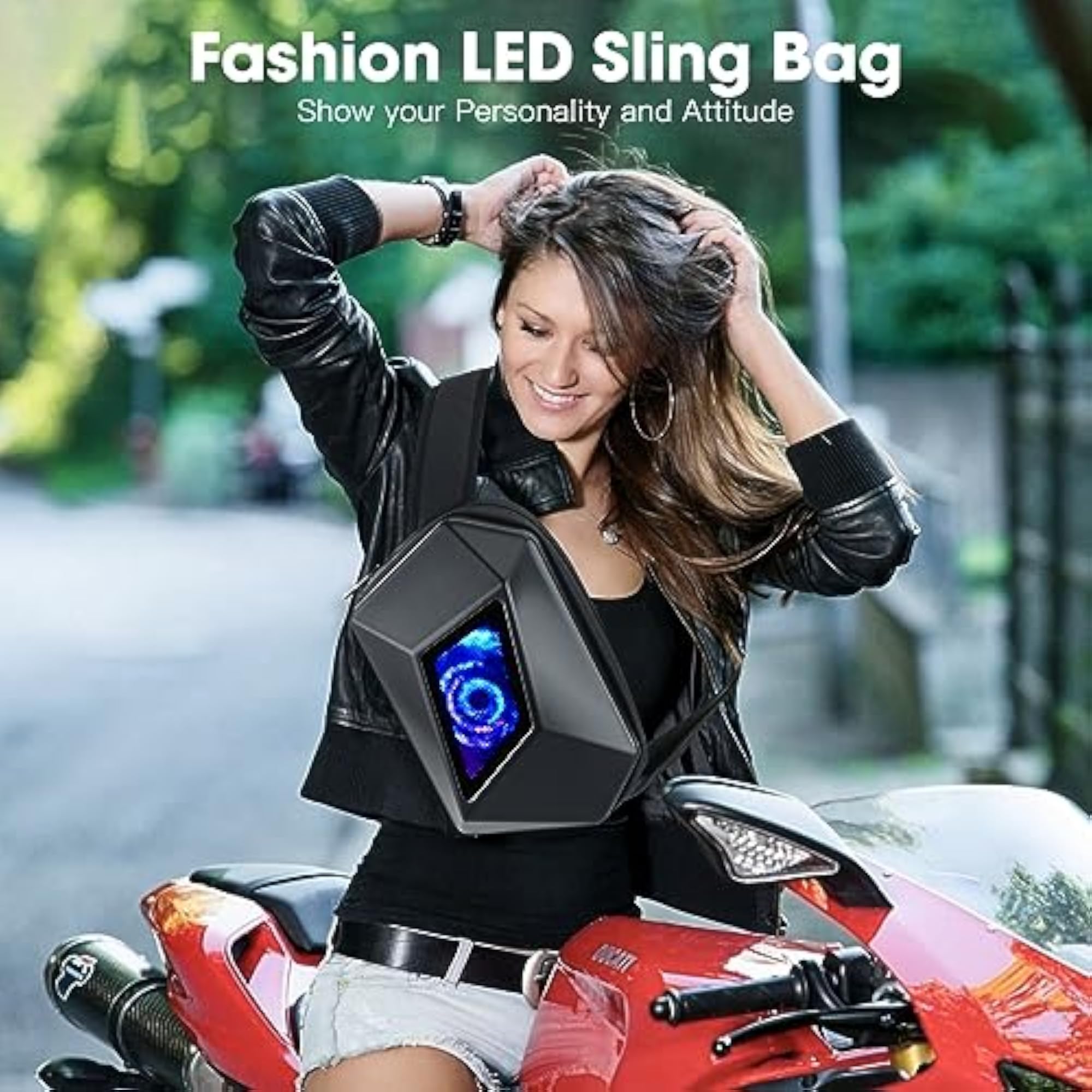 Motorcycle Backpack with LED Display, Stylish Gear