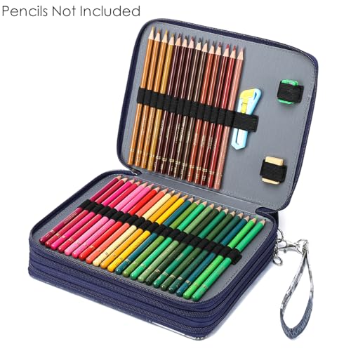 Image of YOUNGCOL Colored Pencil Case - 120 Slots Pencil Holder with Handle Strap Large Capacity Pencil Organizer