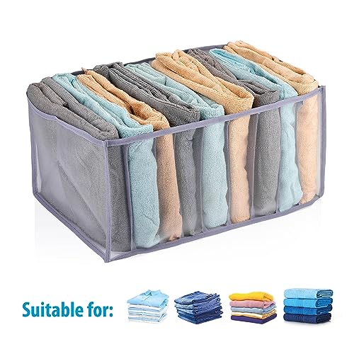 alpina Kleiderschrank Organizer - Schrank Organizer - 44 x 29 x 22 CM - Aufbewahrungsbox mit 9 Fächern - Faltbar - Grau