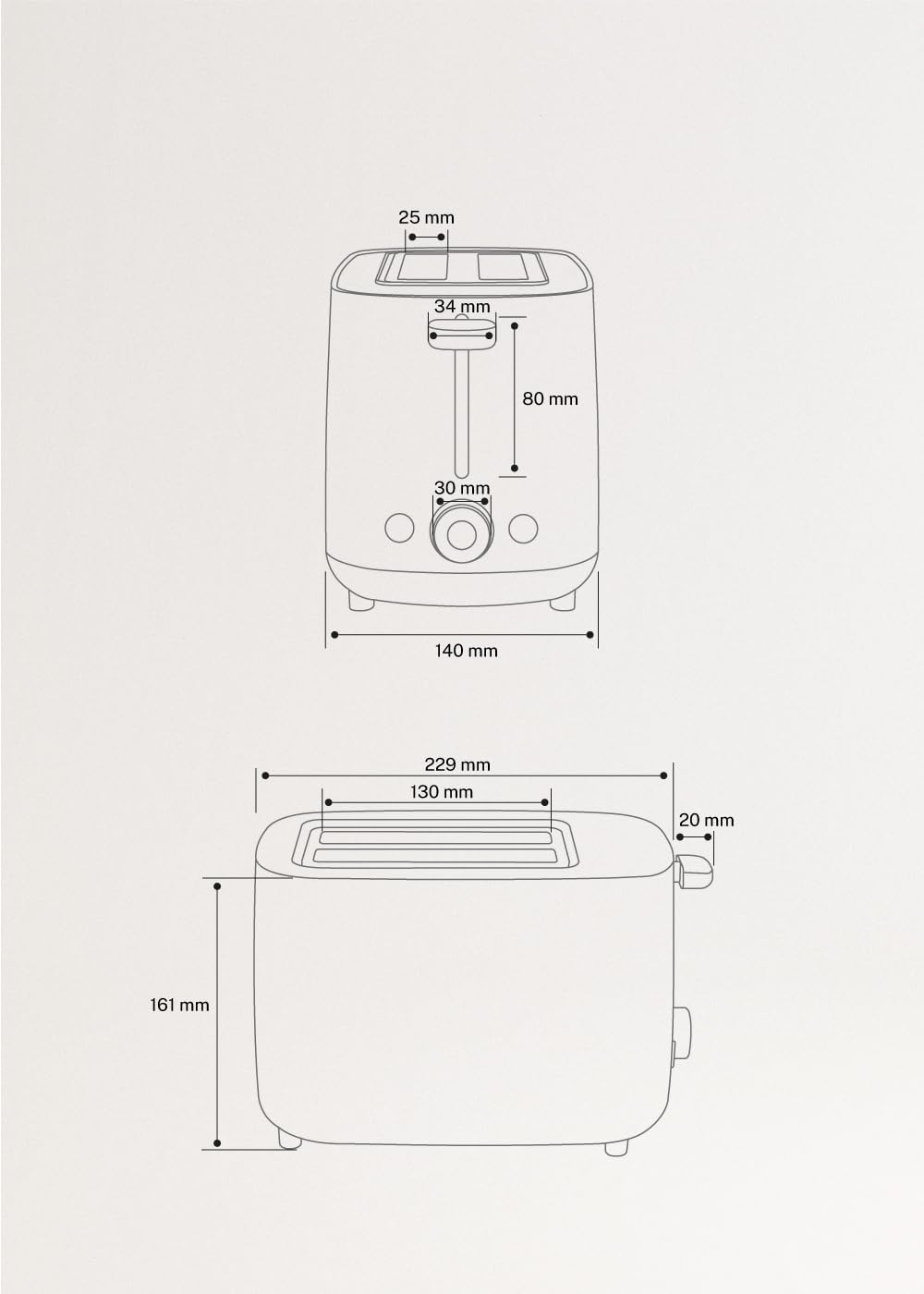 CREATE/TOAST STUDIO/Grille-pain Sable/ 6 niveaux de puissance, tiroir ramasse-miettes, thermostat, décongélation, réchauffage, système de sécurité, 750W