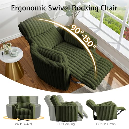 Sillón reclinable plegable de tela verde menta miniatura 3