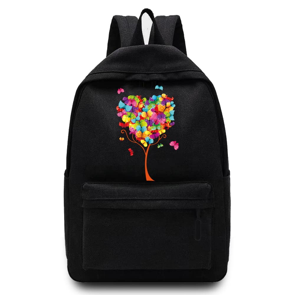 Basics Backpack/Daypack with Padded Shoulder Straps, Side Pockets Hiking Daypack Walking Rucksack Foldable Camping for Water Bottle and Laptop Sleeve, (Love Tree)