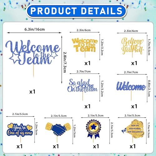 Image of Welcome to The Team Decorations - Welcome to The Team Banner Garland Hanging Swirls Balloons Cake Topper Cupcake Toppers Welcome Decorations for Office Sign New Employees Coworker Staff Gift (Blue)