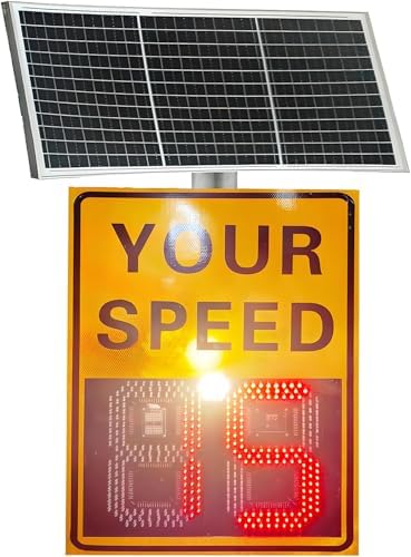 Solar-Powered LED Speed Display Sign - 23.62"x35.43" Aluminum Radar Feedback Board for Traffic Control, Road Safety, Enhanced Visibility, Outdoor Warning Light, Speed Detection Sign