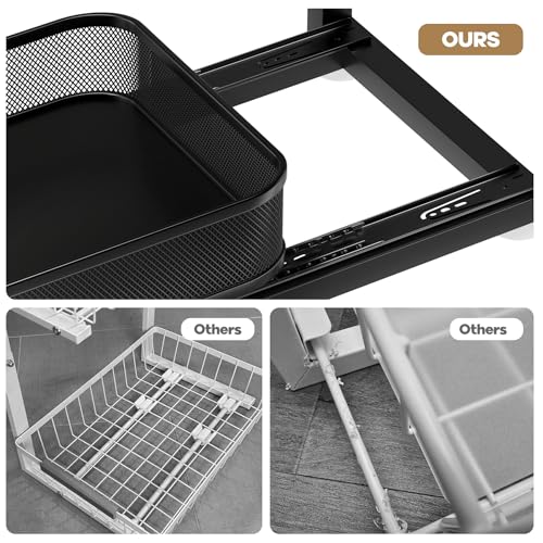 Image of 1 Pack Under Sink Storage Organizer with 2-Tier Slide Out Drawer, Sophisticated Mesh Pull Out Shelf for Kitchen & Bathroom, Fits Small Items, Upgraded Arched Track for Smooth Gliding-Black