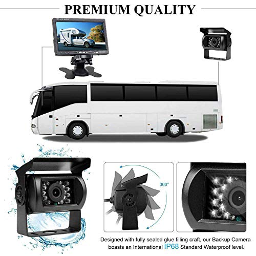 12 V-24 V 17,8 cm Auto TFT LCD-Bildschirm HD Monitor + Bus LKW-Anhänger 18LEDs IR-Nachtsicht...