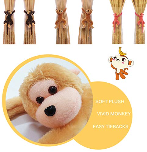 1 Pair Cutest Monkey Curtain Tiebacks Set Soft Plush Animal Curtain Holdback Clips Hooks Bedroom Decorative Window Curtain Tie Backs Jungle Bedroom Accessories Home Decor - Image 3