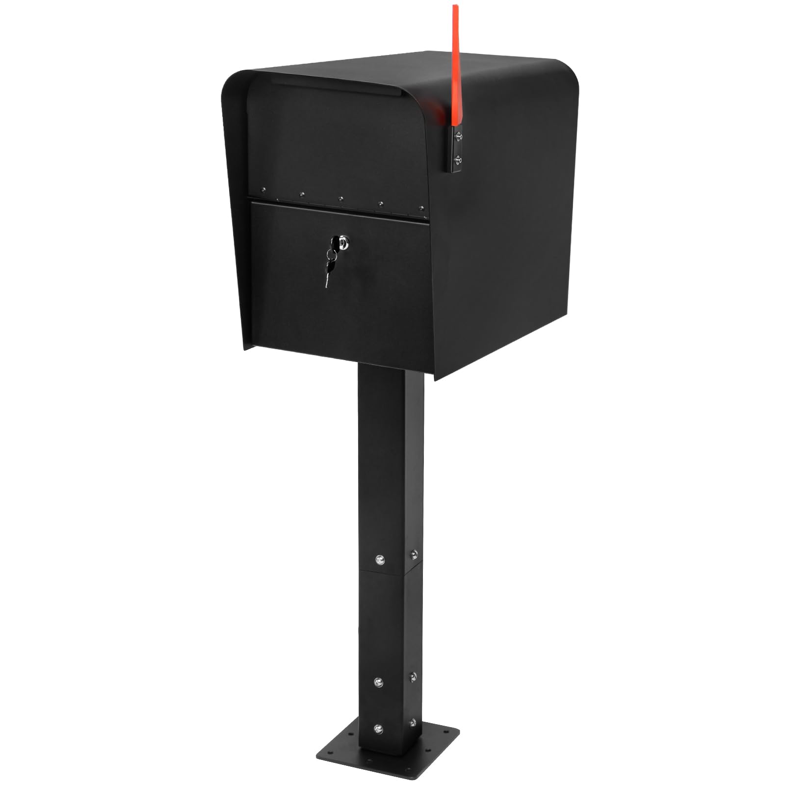 Photo 1 of Extra Large Locking Mailbox with Post for Outside, Heavy Duty Base Plate Included, 21.6" x 11.8" x 16.5" XL Metal Mailbox and Post Combo, Weather-Resistant, Easy Assembly, Black