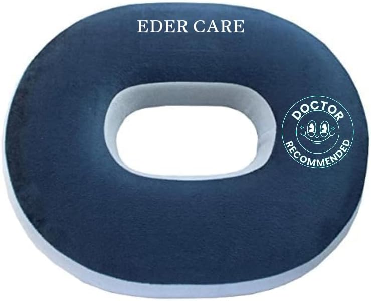 Premium Orthopaedic Foam Donut Ring Pillow Coccyx Seat Cushion for Piles Haemorrhoid Coccyx Sciatica Tailbone Back Pain Fistula Prostate Post Natal Pain Relief Chair, Blue