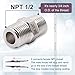 Horiznext npt 1/2 stainless steel hex pipe fitting, 3/4 inch O.D. male thread cast adapter connects gas hose air line pvc water pipe, for valve shower faucet tube coupler extension.(4 pcs)