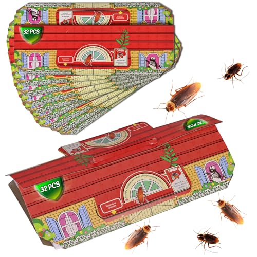32 Piezas Trampa Cucarachas para Profesiona Trap Eliminar Definitivamente Powder Killing Bait Killer Mata Potente Profesional Anti Anticucarachas Tuberias Cebo Eliminación de Adhesivas Pegajosa Cocina