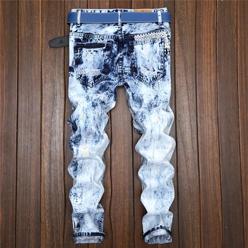 Men's Distressed Classic Patches Jeans Destroyed Straight Leg Male Jean Zipper Deco Washed Denim Pants2