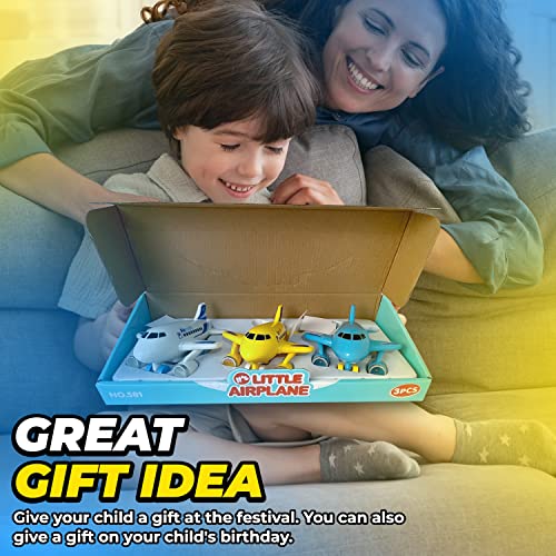 Kidsthrill Kids Airplane Toy For Boys & Girls. Set Of Three Toy Airplanes With Flashing Lights, Music & Airplane Sound, Push And Go Toy Plane Gift Toys For Toddler Boys For Ages 2-12 #TOP1