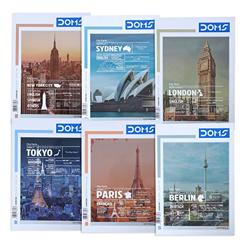 Image of Doms Single Line A4 Note Book (Vacations Series) 140 Pages (Pack of 6)