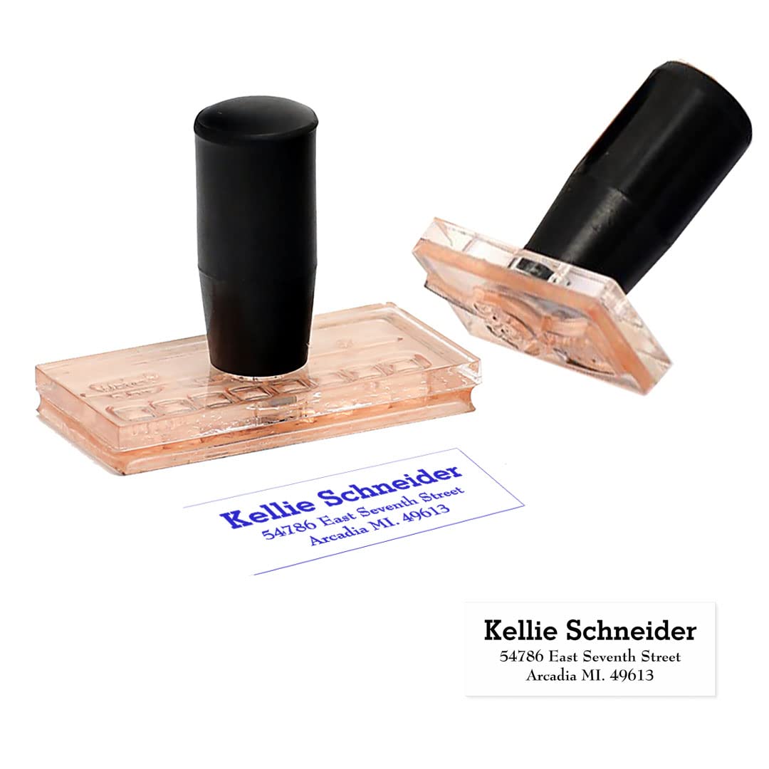 Elegant Acrylic Name Stamp with Crisp Letters and Bold Return Address for Customization