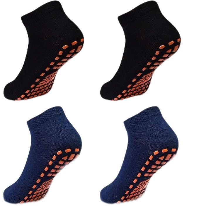Image of WKLOUYHE Kids Anti-Skid Trampoline Socks 4 Pairs Non Slip Sticky Grips Breathable Cotton Socks for Teenagers
