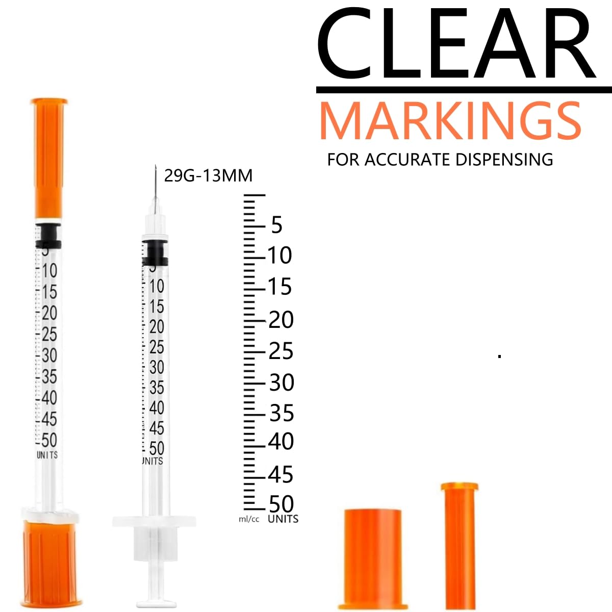 1/2ml 29G 1/2 Inch Measuring Syringes Lab Supplies, Individually Sealed Wrapped - Pack of 20 — Amazon image 3