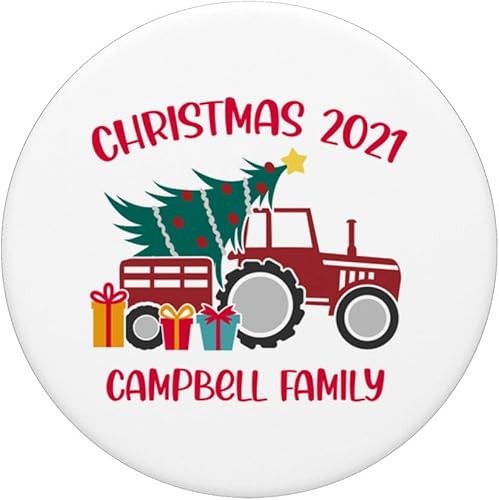 Miniatura 3 de Christmas 2021 Campbell Family Matching name Tractor Farm PopSockets Swappable PopGrip