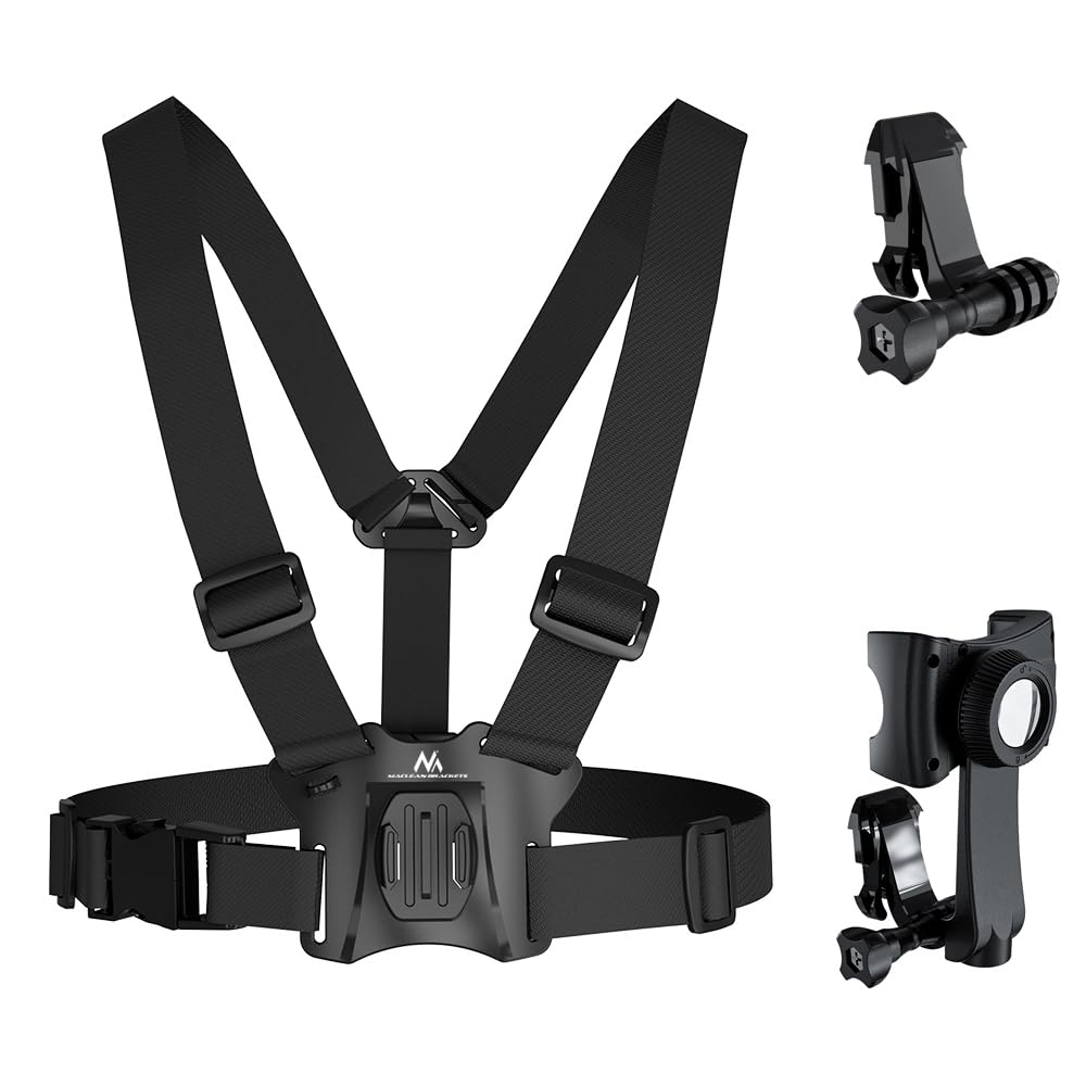 Maclean Sports Imbracatura per telefono, universale, per telefono, fotocamera, compatibile con GoPro e altre fotocamere, supporto girevole, MC-294