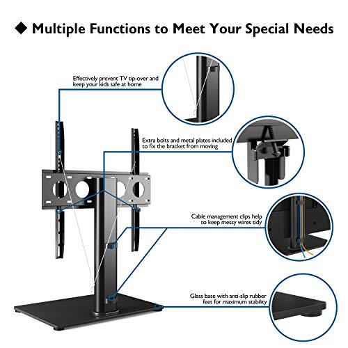 1home Universal Table Top Pedestal TV Stand with Bracket for 32”-50” LCD/LED TVs - Thumbnail 6