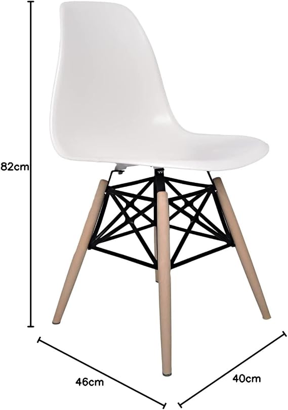 Eames Plastik Kafesli Sandalye - Cafe Balkon Mutfak Sandalyesi (4, Beyaz)