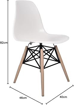 Eames Plastik Kafesli Sandalye - Cafe Balkon Mutfak Sandalyesi (4, Beyaz)