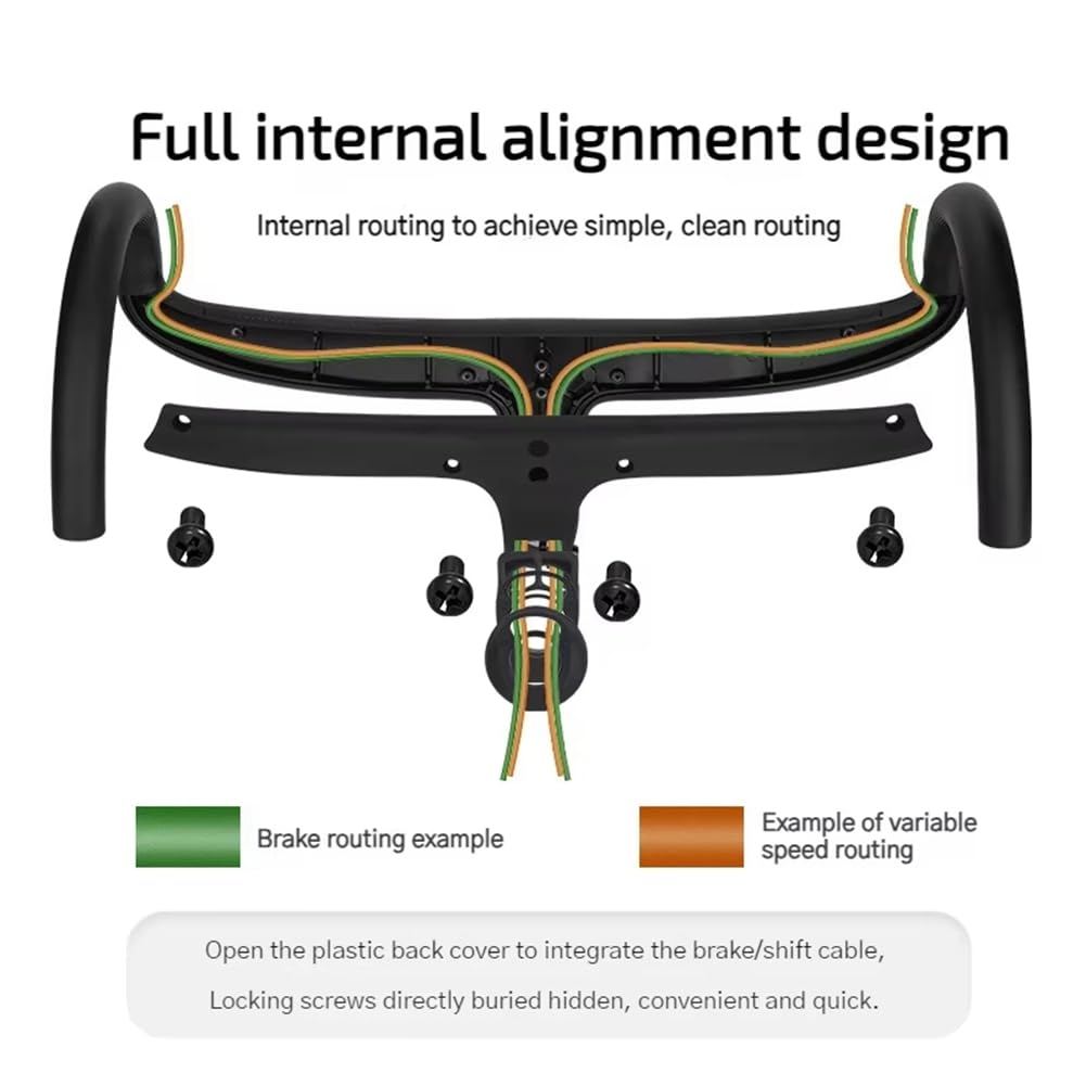 Manillar de Aluminio para Bicicleta de Carretera (23,8 mm, Integrado, 400 mm): Accesorio Ligero para Ciclismo de Carretera.