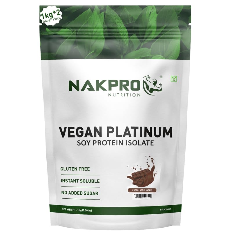 NAKPRO 100% Soy Protein Isolate, Chocolate - 2kg (1kg*2) | 25.3g Protein, 4.6g BCAA | Natural Vegan Plant Protein Powder | Easy To Digest | All Essential Amino Acids for Muscle Gain and Recovery (B0DGT1QC5K) Amazon Price History, Amazon Price Tracker