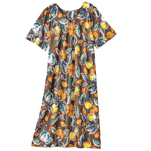 Image of AmeriMark Casual Women's Patio Muumuu House Dress Loose Comfortable Short Sleeve Sun Dress Lounger Gown Sleepwear for Ladies