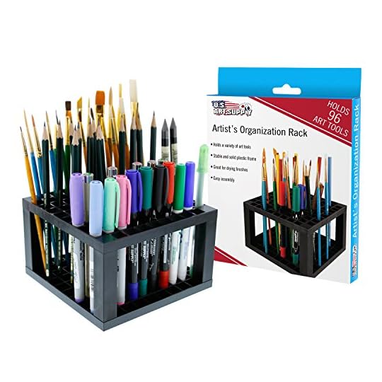 
                            U.S. Art Supply 96 Hole Plastic Pencil & Brush Holder - Desk Stand Organizer Holder for Pens, Paint Brushes, Colored Pencils, Markers
                        