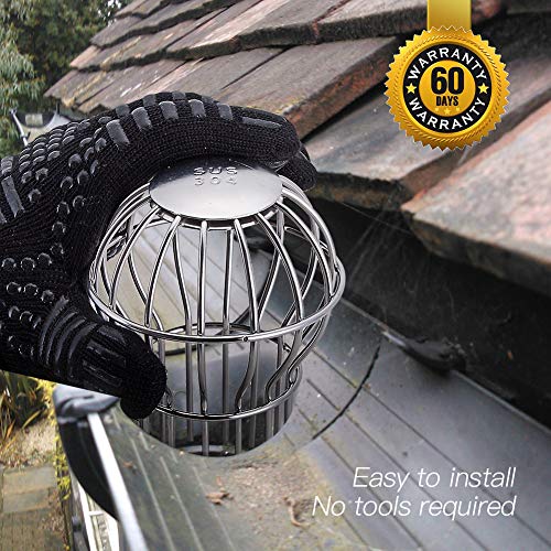 Image of Gutter Guard 2 Inch 304 Stainless Steel Filter Strainer, Stops Leaves Seeds and Other Debris Gutter Cleaning Tool - 4 Pack