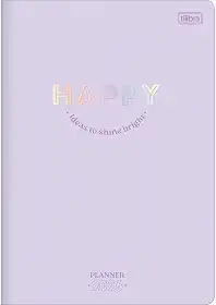 Tilibra - Planner Grampeado 17,8 x 25,4 cm Happy 90 G 2026 - Lilás