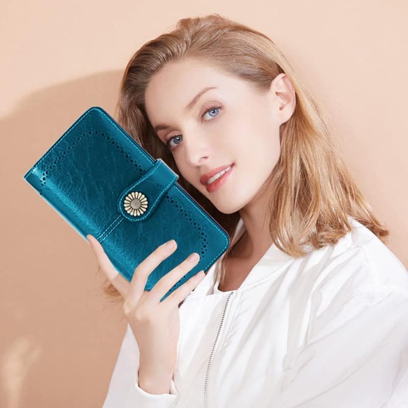 SENDEFN Cartera De Cuero Para Mujer, Con Bloqueo RFID, Pequeñas Carteras Compactas, Titular De La Tarjeta De Crédito Con Ventana De Identificación