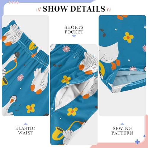 Duck Music Note Boys Long Pants Soft Trousers Elastic Waist Kids Lounge Bottoms with Pockets S-XL4