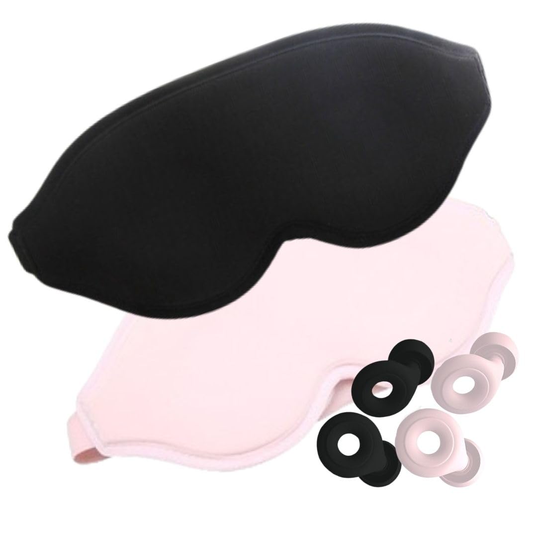 Tapones. Antifaz. Antifaz para dormir y Tapones oidos. Earplugs + Eye (ROSA). Marsk. Mascara para dormir + tapones oidos cancelación ruido. Tapones dormir sin ruido y Antifaz relajante ojos.
