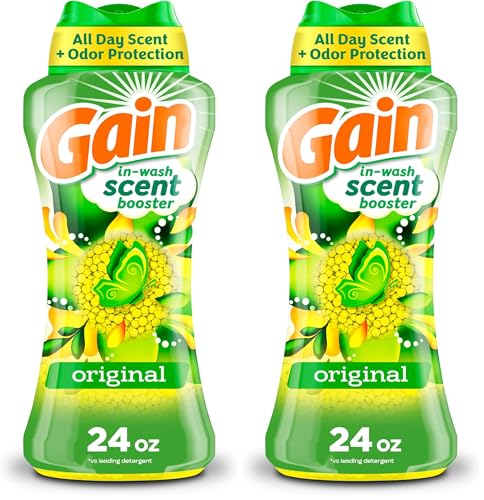Image of Gain In-Wash Laundry Scent Booster Beads, Original Scent, 24.0 OZ, Fresh Extender + Odor Protection, (Pack of 2)