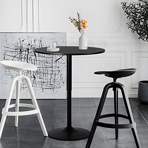 Monibloom Bar Table Round Cocktail Table, 31 Inch Adjustable-Heigh Pub Table Sturdy Base Bistro Table For Dining Room Home Kitchen Patio Bistro, Black #TOP7