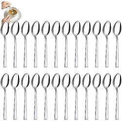 Mejor Caña Para Cucharilla Cucharas de té 24 piezas, Hunnycook juego de cucharas de acero inoxidable, cubiertos cuchara de café/cuchara de postre, juego de cucharas de té para restaurantes, apto para lavavajillas.