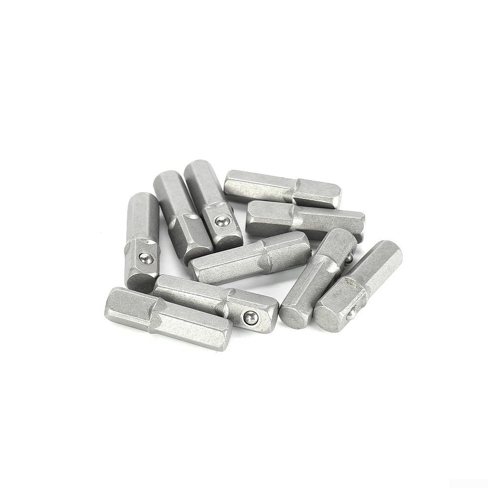 Set di adattatori per bussola, 10 pezzi, con codolo esagonale da 6,35 mm a 1/4", convertitori per utensili elettrici e trapani, 25 mm