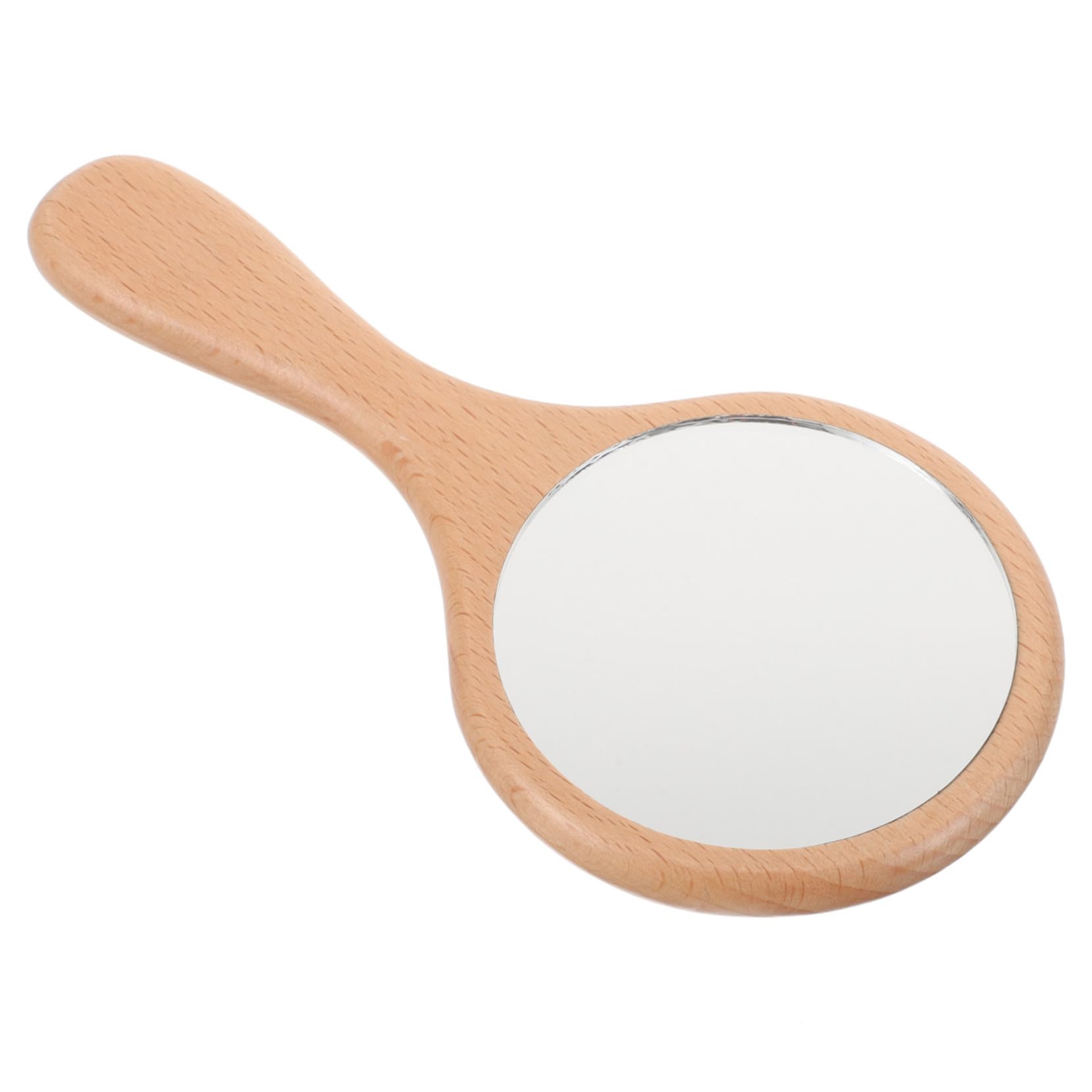Ipetboom Portable Wooden Handle Handheld Makeup Mirror Vintage Style Decorative Mirror for Travel and Daily Use Design for Makeup Touch Ups for Outdoor Activities