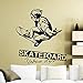 HANZHAO Skateboard Wandaufkleber Skateboard Skater Urban Style Wandtattoos Extremsport Vinyl Künstler Home Decoration Tapete für Immer unbesiegbare Kampfkunst Stahl Wird Wandaufkleber 57X62CM