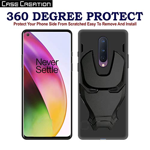 Image of COVERLY Official 3D Touch Feel Trending Avengers Logo Mask Soft Rugged Grip Iron Man Super Power Cartoon Movie Silicone Matte Back Cover for OnePlus 8 / One Plus 8 / OnePlus8 -HD Black Avenger