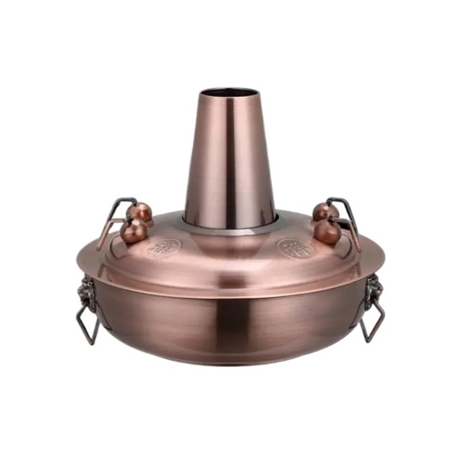 asdchZen Chinese Hot Pot Stainless Steel Chinese Charcoal Hotpot Meats Fondue Shabu Pot With Handle Cookware Charcoal Kitchen Cooking Pot,Copper,32cm