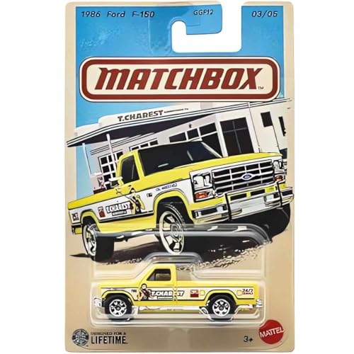 Image of Matchbox 1:64 Scale 1986 Ford F-150 T.Charest for 3 Years & Above 03 /05 (Yellow)