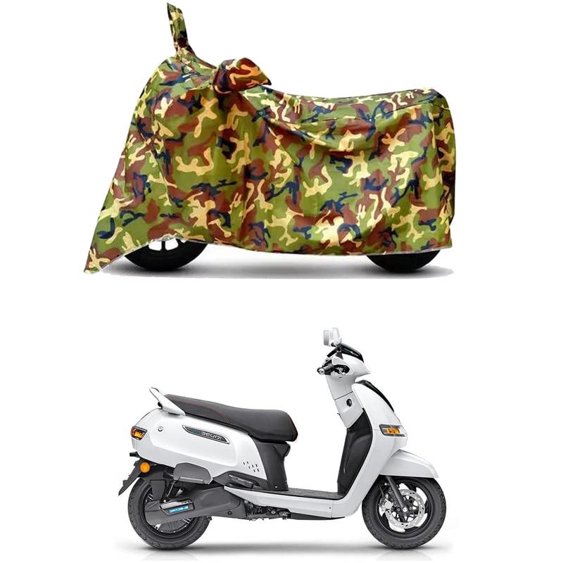 Image of Waterproof 100% PVC Coated Bike Scooty Two Wheeler Body Cover Compatible for TVS iQube Electric /UV-Rays /Heat Protection /Birds Dropping /Scratchproof /Dust Proof /All Varient[6X6 Jungle Print]