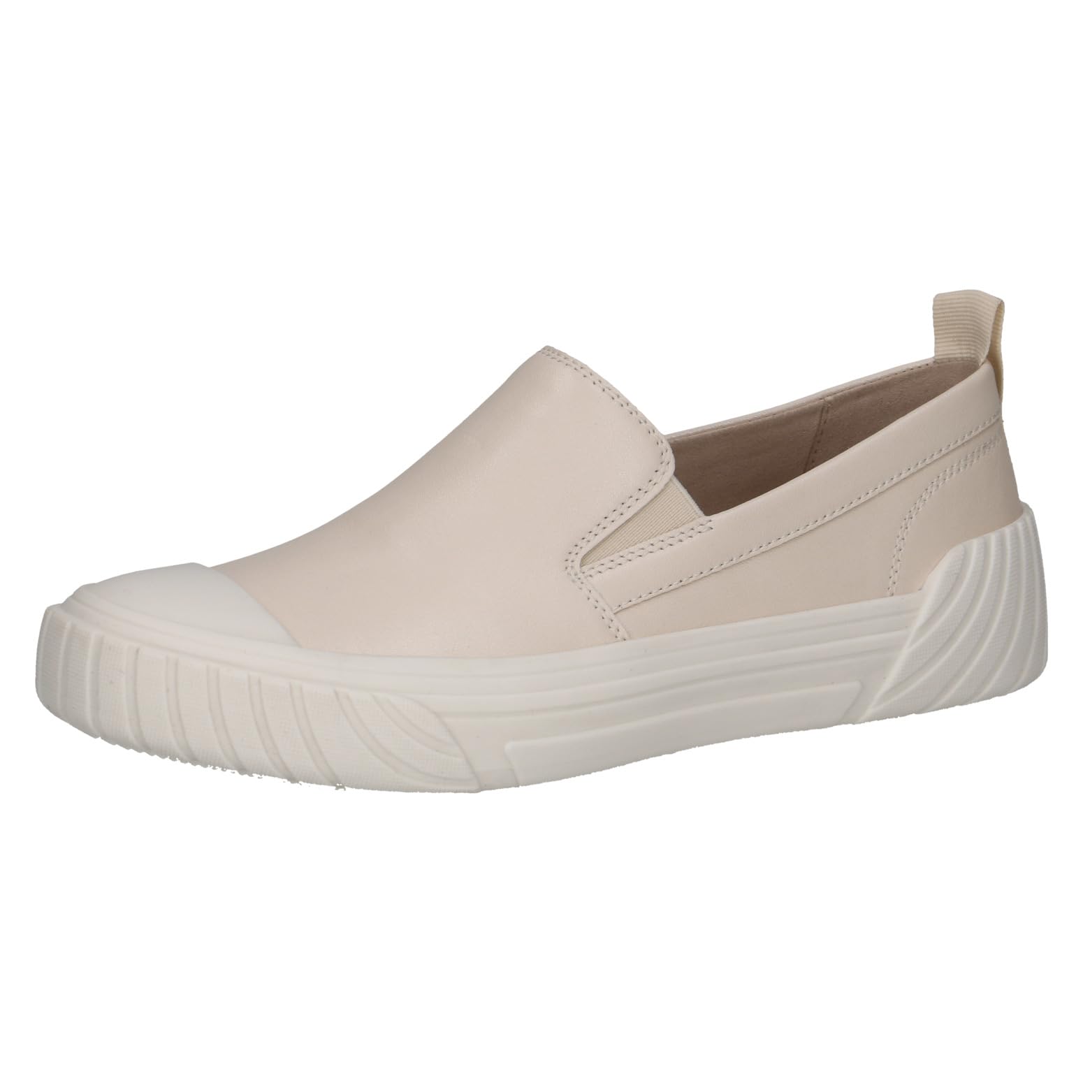 CAPRICE Women's leather slip-ons Flat, White (White Softnap.), 6.5 UK