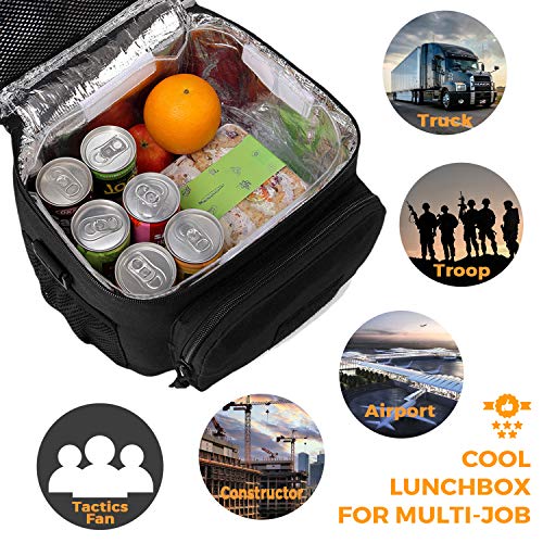 Dbtac Tactical Lunch Bag, Insulated Lunch Box For Men Women Adult | Durable School Lunch Pail For Teens | Leakproof Lunch Cooler Tote For Work Office Travel | Soft Easy To Clean Liner X2, Black #TOP7