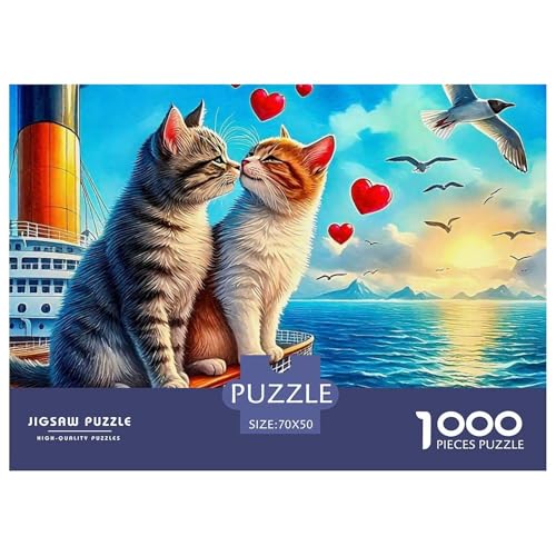 Puzzle de 1000 piezas Puss Boat Atardecer de Corazones, el regalo perfecto para amantes del arte 2