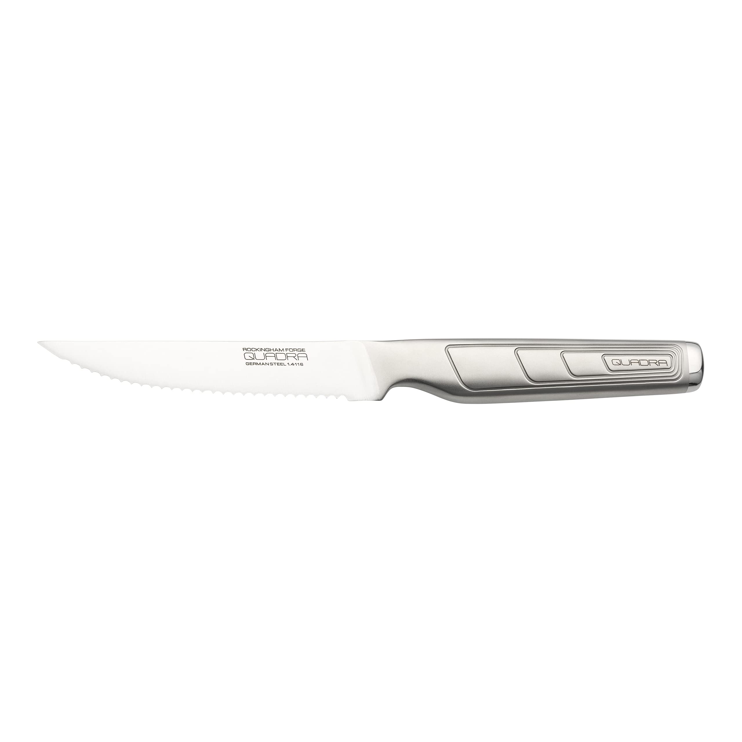Rockingham Forge Quadra Range 4.5” Steak Knife, Serrated Blade Kitchen Dinner Knife for Meat and Soft Fruit & Vegetables