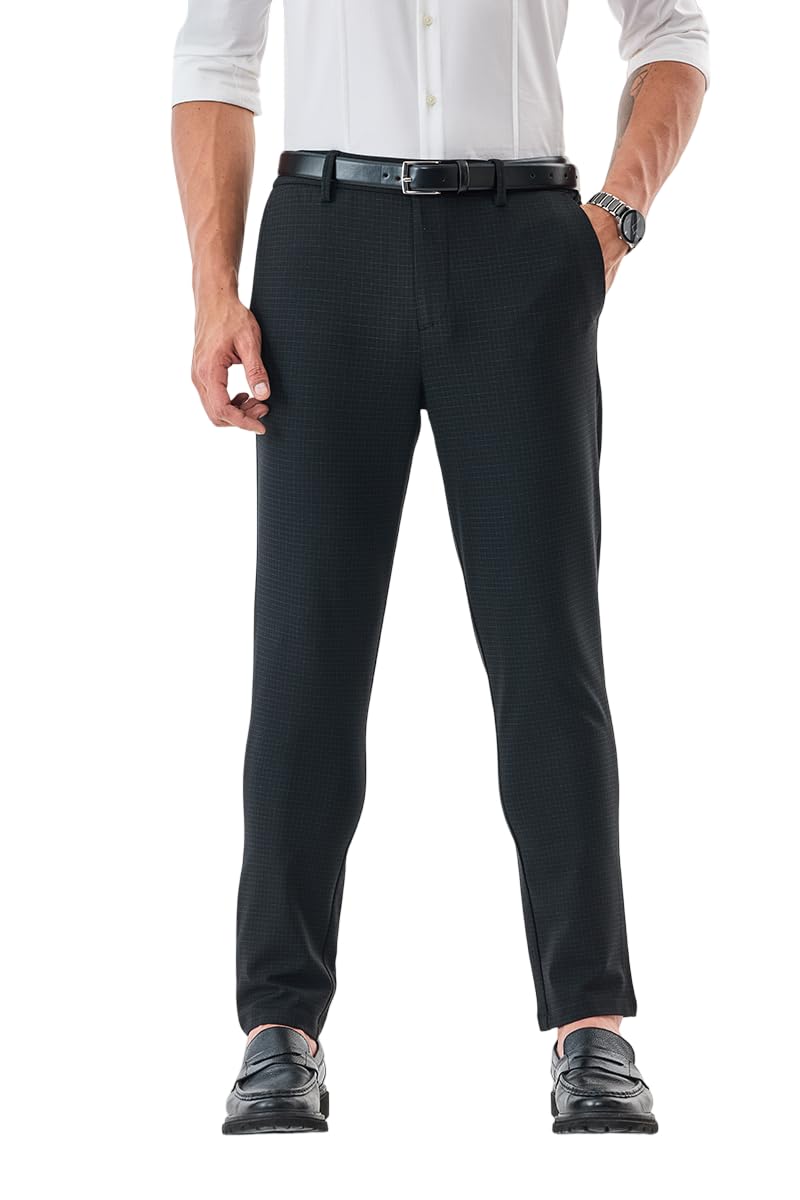 snitch Men Formal Trousers | Slim Fit Checkered Design | Polyester Blend & Medium-Stretch Fabric for Office & Business Meetings-picture-43